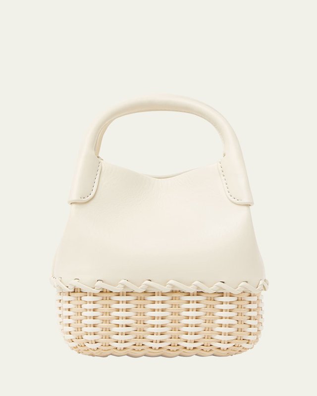 Bale Micro Braided Wicker & Leather Shoulder Bag